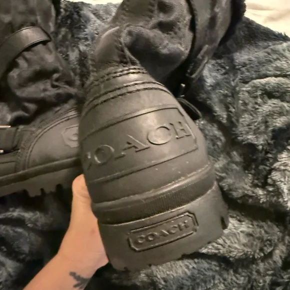 Vintage coach boots sz 8.5 monogram logo black canvas/sherpa  Y2K - NWOT - Picture 2 of 15